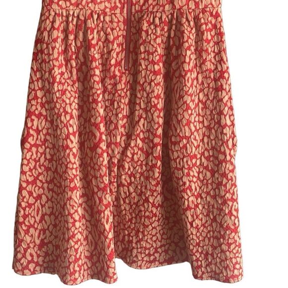 Anthropologie MAEVE Sleeveless Red/Cream Leopard Print Skater Dress. Size Small - Picture 7 of 9